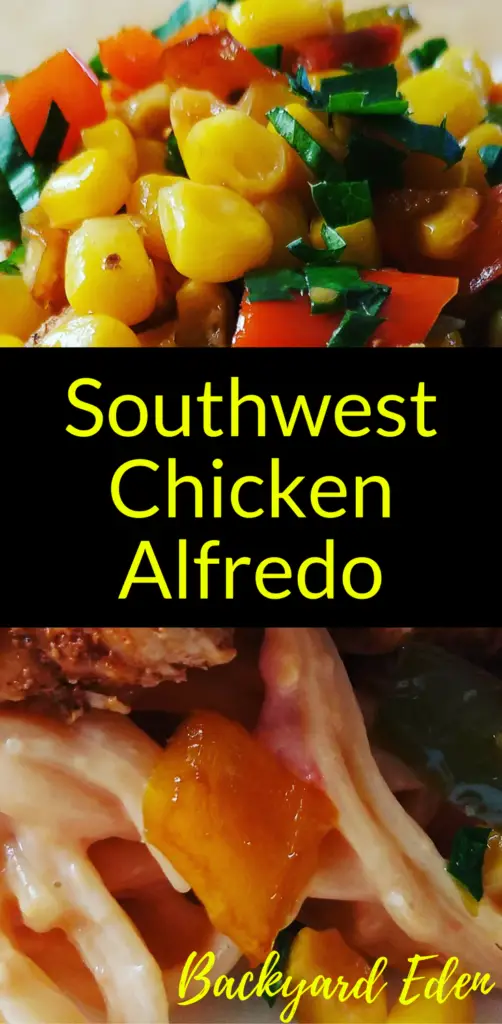 Southwest Chicken Alfredo, Southwest Chicken Alfredo Recipe, Backyard Eden, www.backyard-eden.com, www.backyard-eden.com/southwest-chicken-alfredo