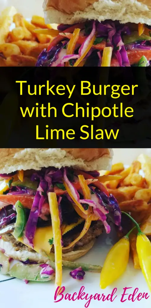 Turkey Burger with Chipotle Lime Slaw, Turkey Burger Recipe, Recipe, Backyard Eden, www.backyard-eden.com