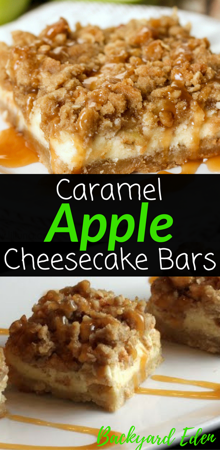 Caramel Apple Cheesecake Bars Recipe - Backyard Eden