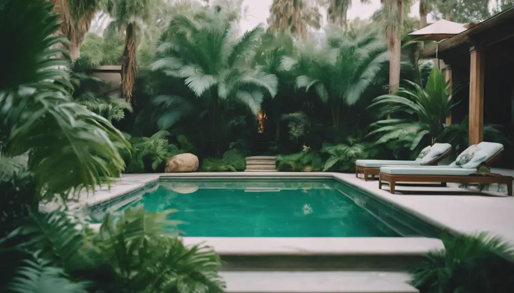 lush greenery pool surrounds