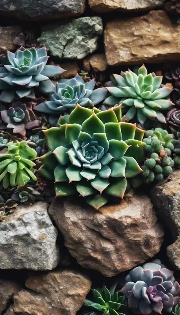 succulents on rock faces