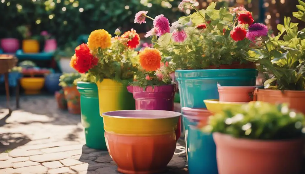 vibrant flowers in pots