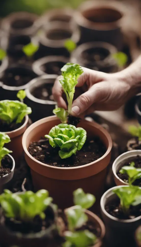 carefully handling young plants