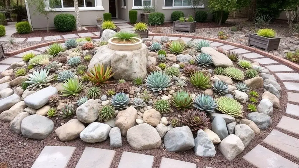 Front Yard Succulent Rock Garden Ideas