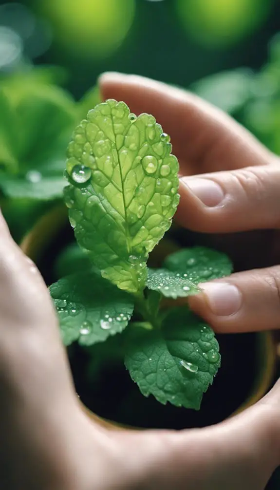 harvest fresh herb leaves