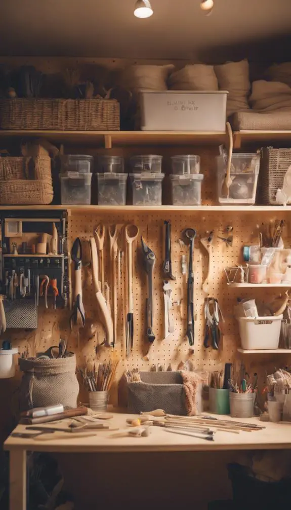 organizing tools and materials