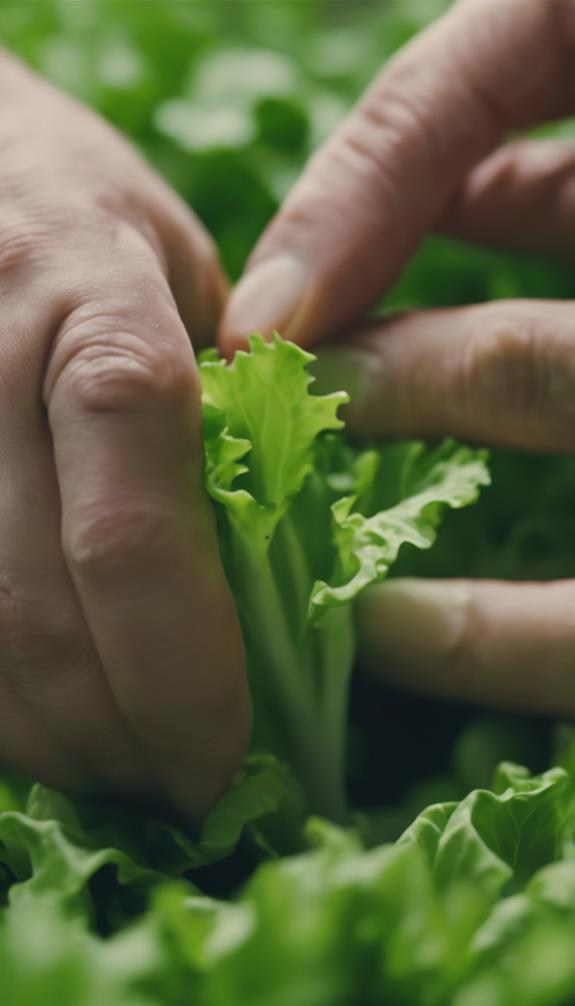 picking crisp green leaves