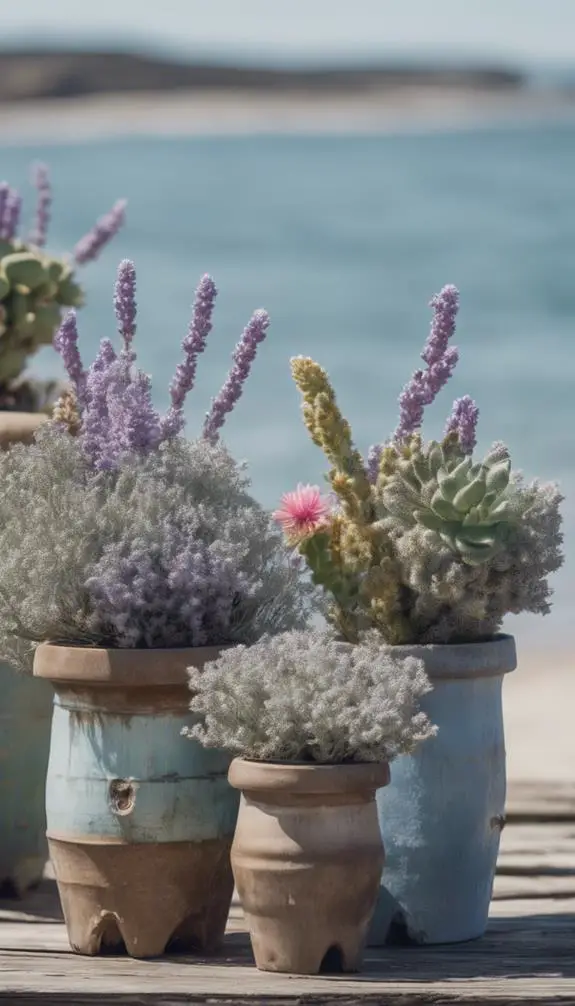 seaside garden planters abound