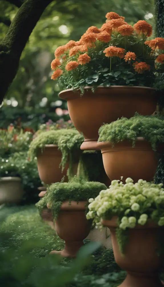 shaded blooms in containers