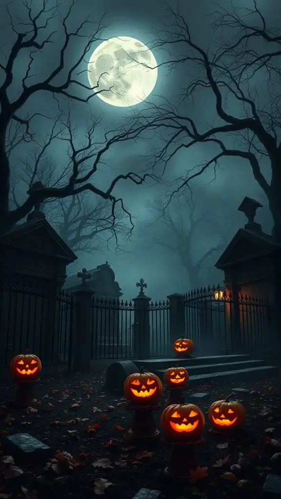 spooky cemetery night atmosphere