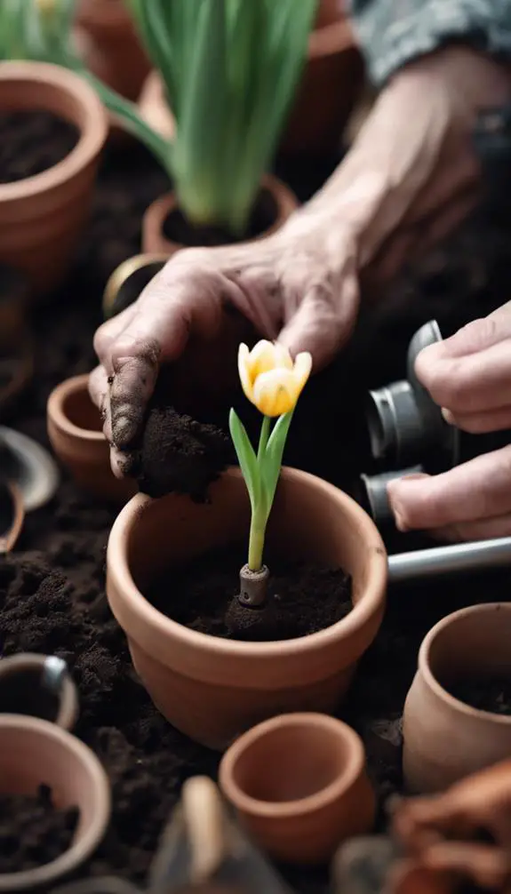 spring flowers in containers