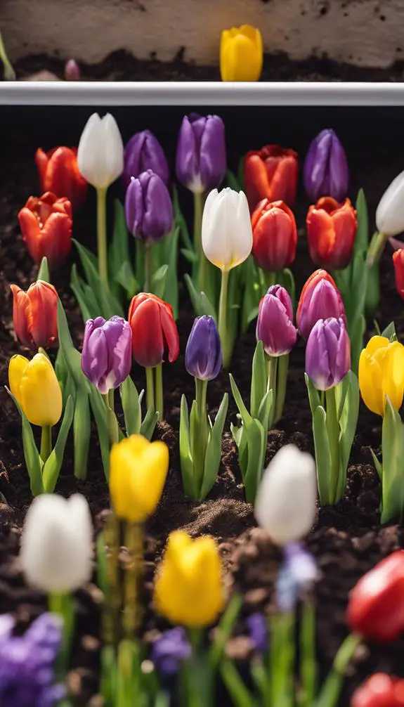 spring flowers in pots