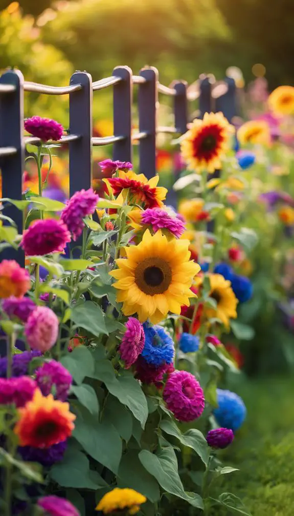 vibrant flowers on fences